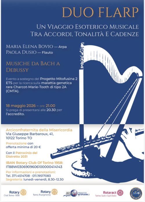 Concerto “Duo Flarp”. Musica per la ricerca.  Arpa, flauto e service a sostegno del Progetto Mitofusina 2 ETS